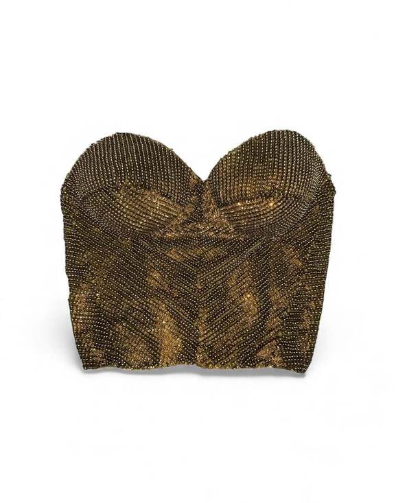 Retrofete Tops - Retrofete Kala Sequin Bustier Bra Halter Top Corsette